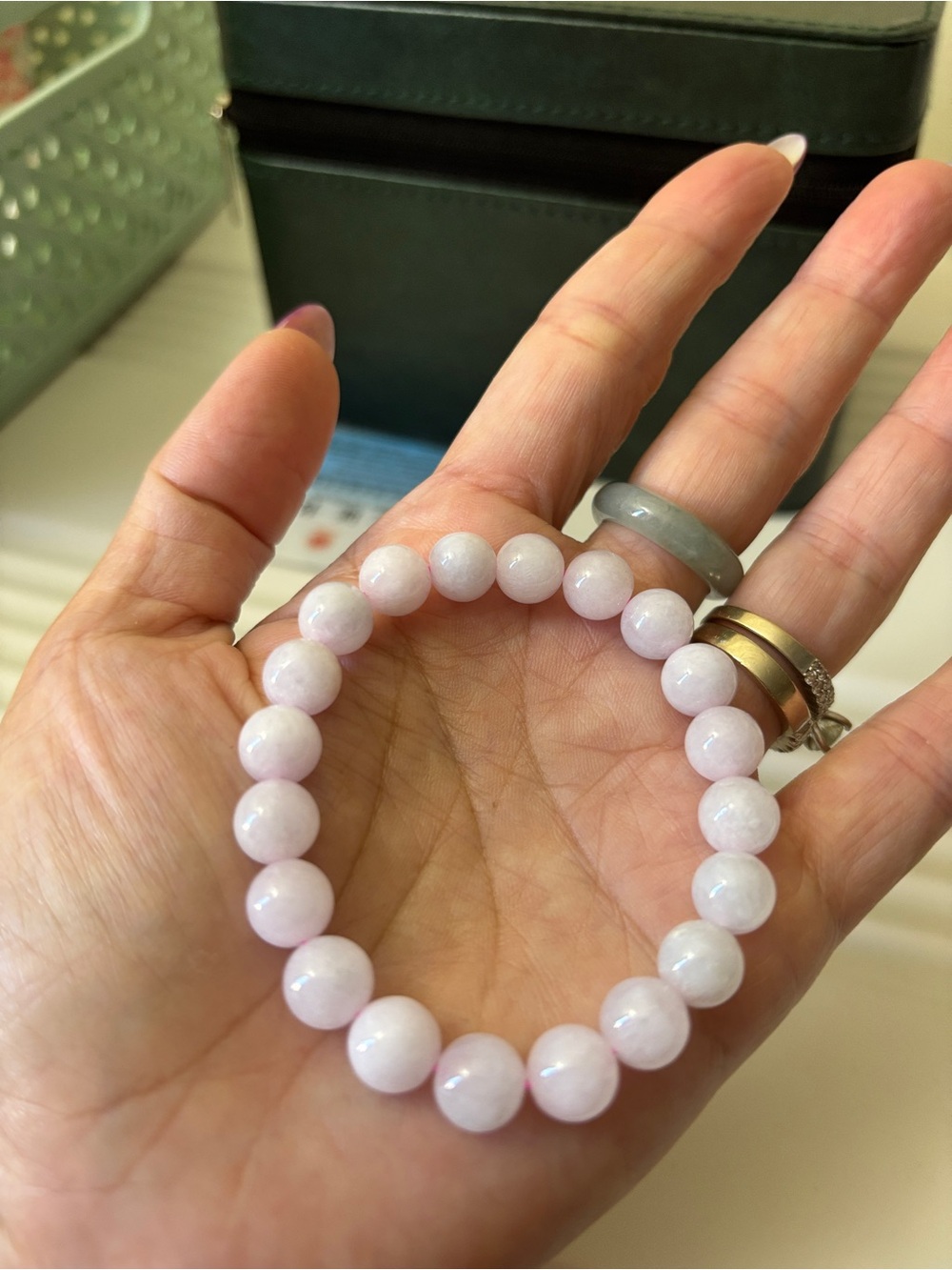 Burma Jadeite Untreated Light Lavender Pinkish Bead Stretch Bracelet